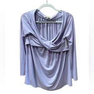 Polagram Light Lavender Long Sleeve Criss Cross Blouse